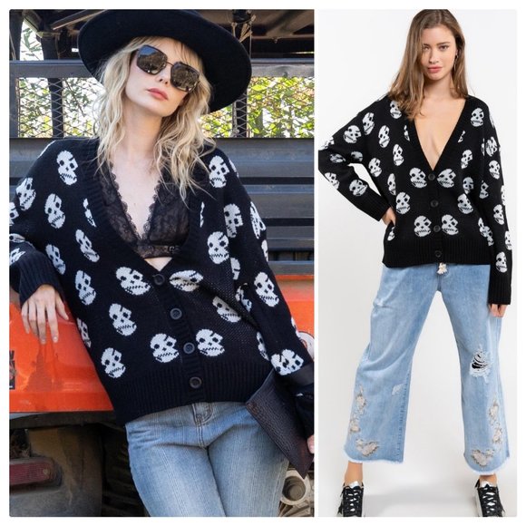 POL Pfeiffer White Skulls Cardigan - Picture 4 of 11